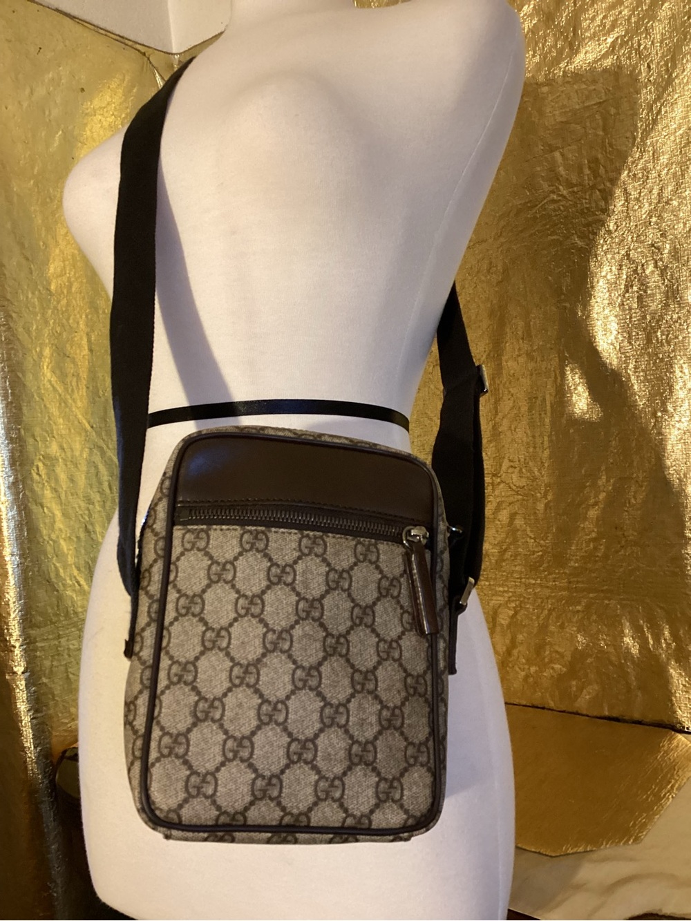 Gucci Beige and Brown GG Canvas Messenger Bag